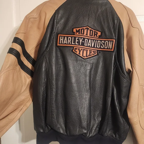 Harley-Davidson Black and Tan Leather Jacket Women/ Men Small